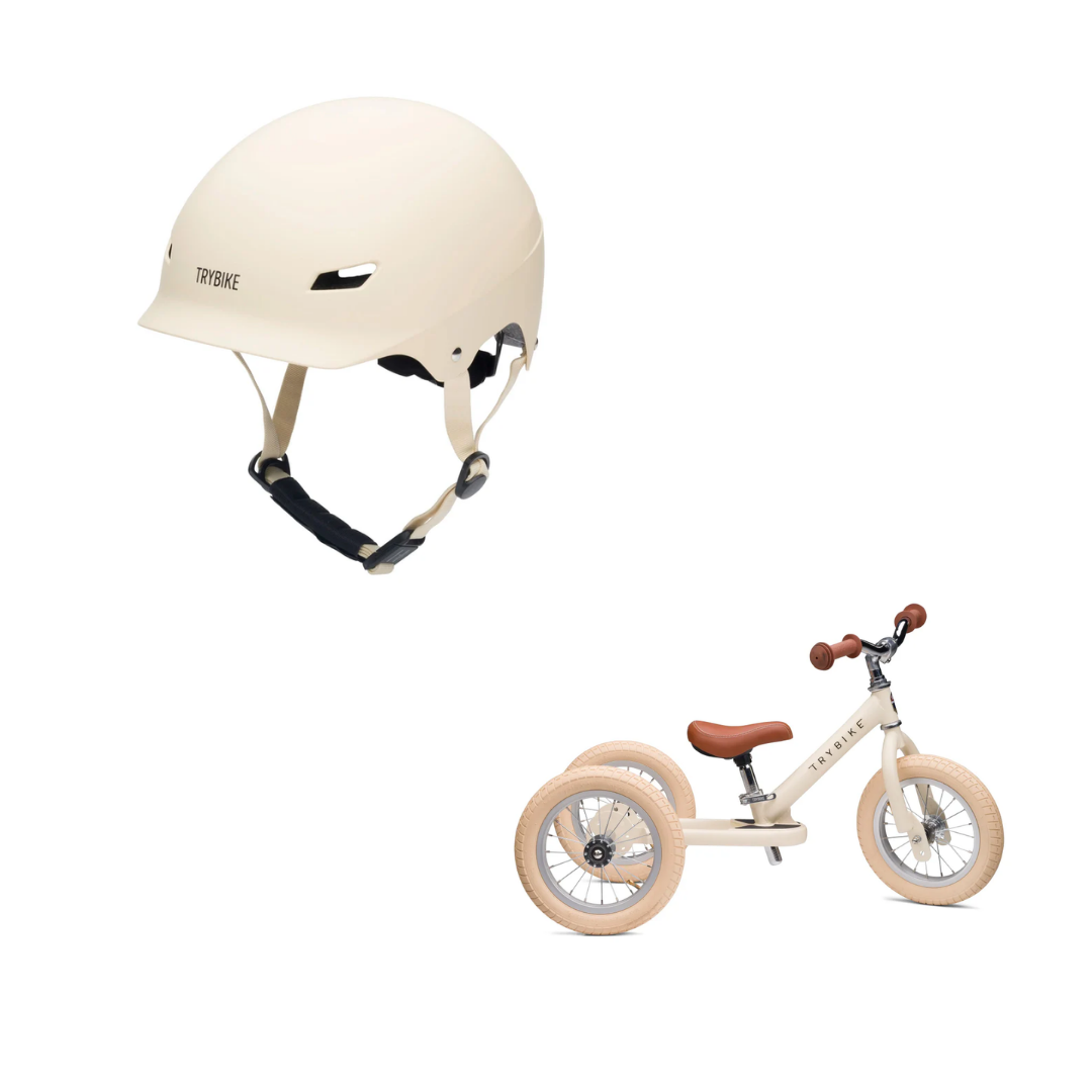 balance bike helmet Trybike Cream Helmet Bundle | Save 12%