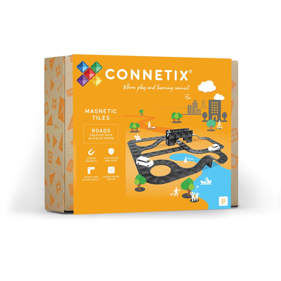 CONNETIX Roads Creative Pack 48 piece magnetic tiles box
