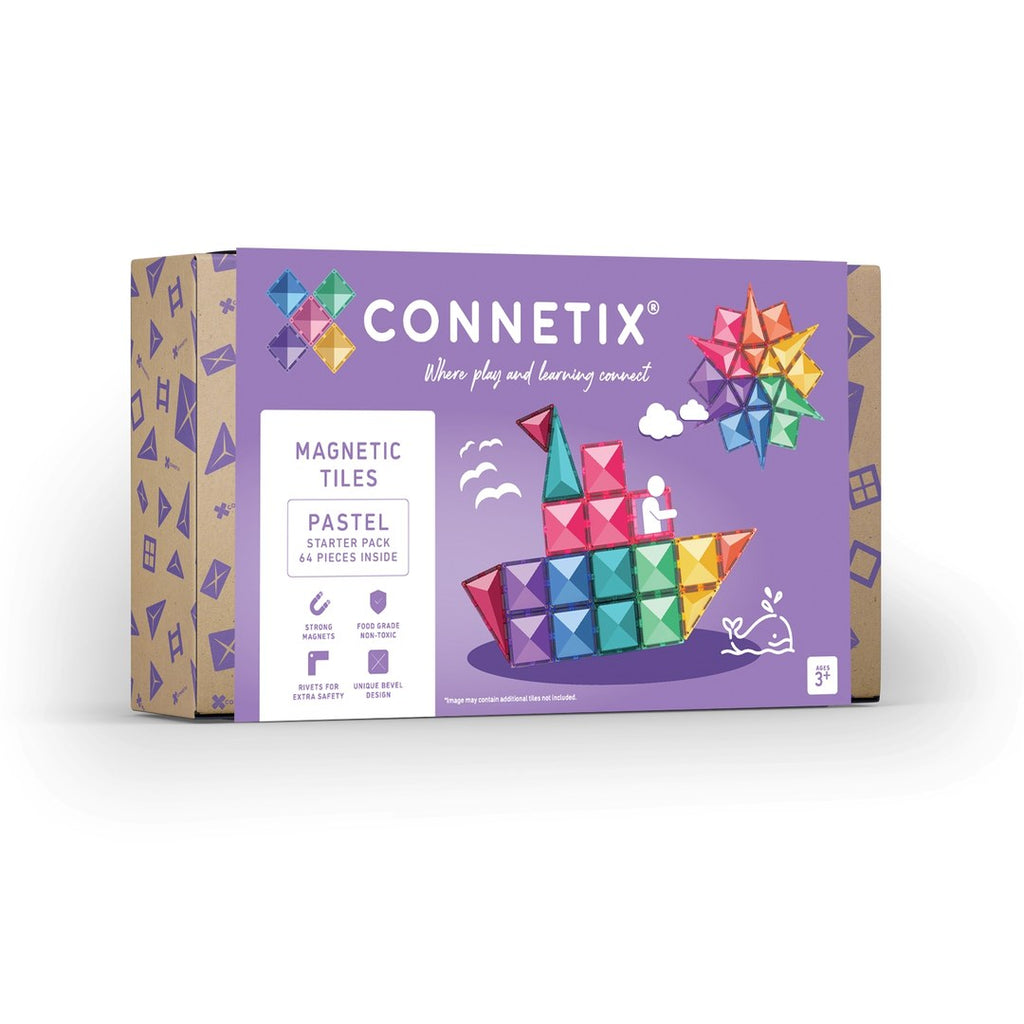 CONNETIX Pastel Starter Pack 64 piece magnetic tiles box