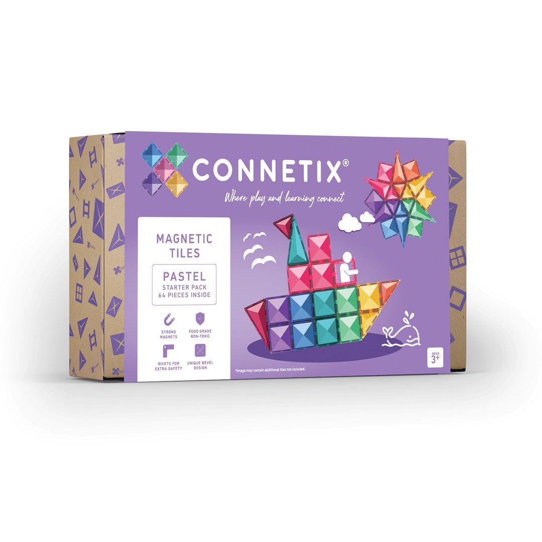 CONNETIX Pastel Starter Pack 64 piece magnetic tiles box