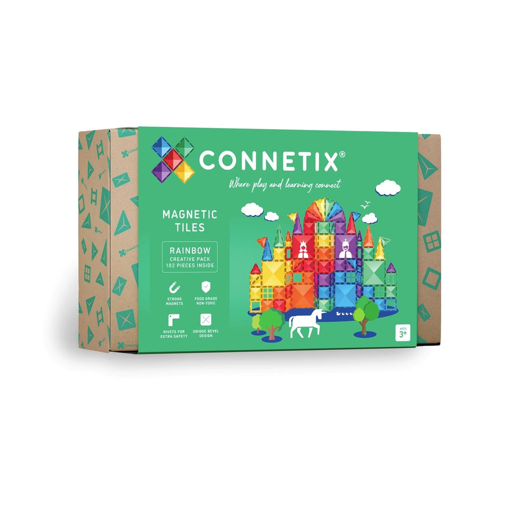 CONNETIX Rainbow Creative Pack 102 piece magnetic tiles box
