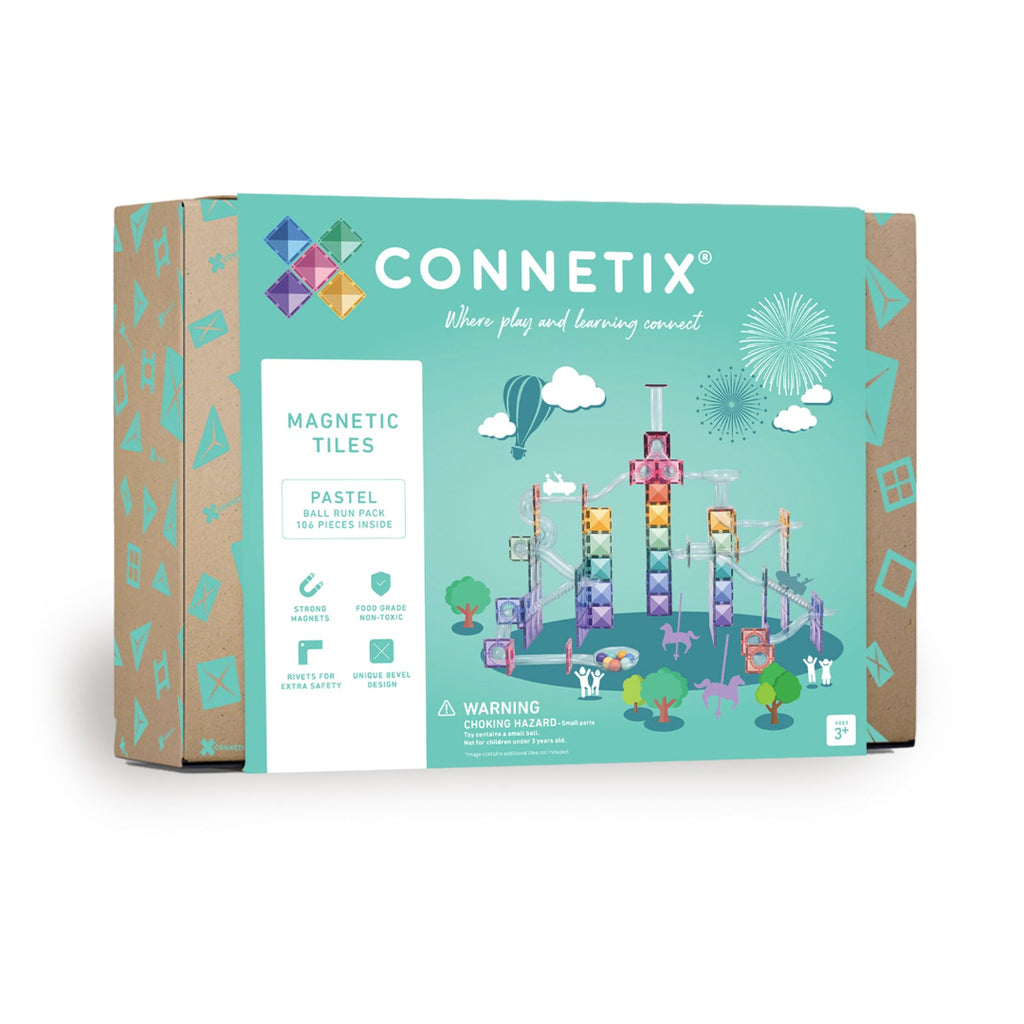 CONNETIX Pastel Ball Run Pack 106 piece magnetic tile ball run box