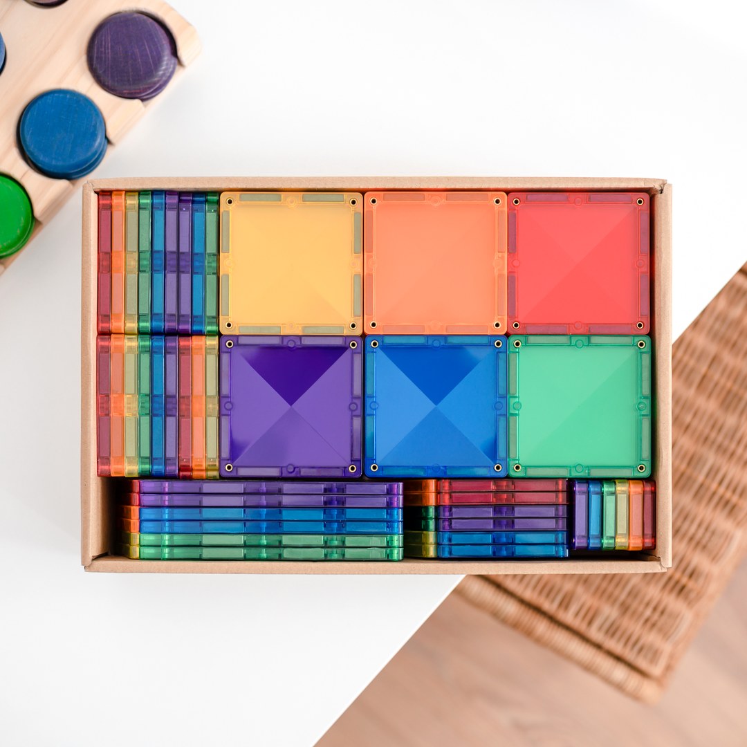 CONNETIX Rainbow Creative Pack tiles neatly stored in their box