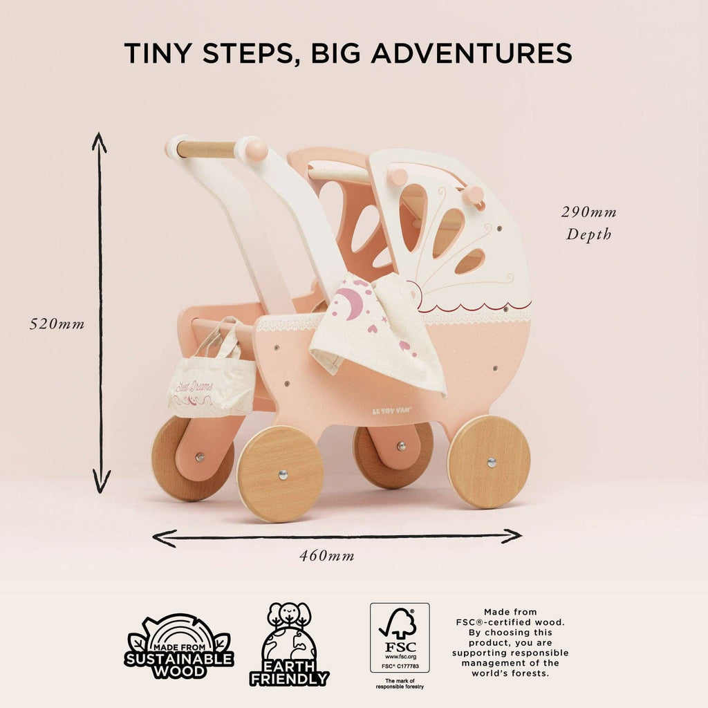 Le Toy Van - Retro Wooden Doll Pram