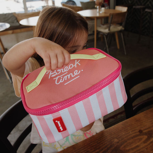 Hello Hossy Pink Stripes Insulated Lunch Bag