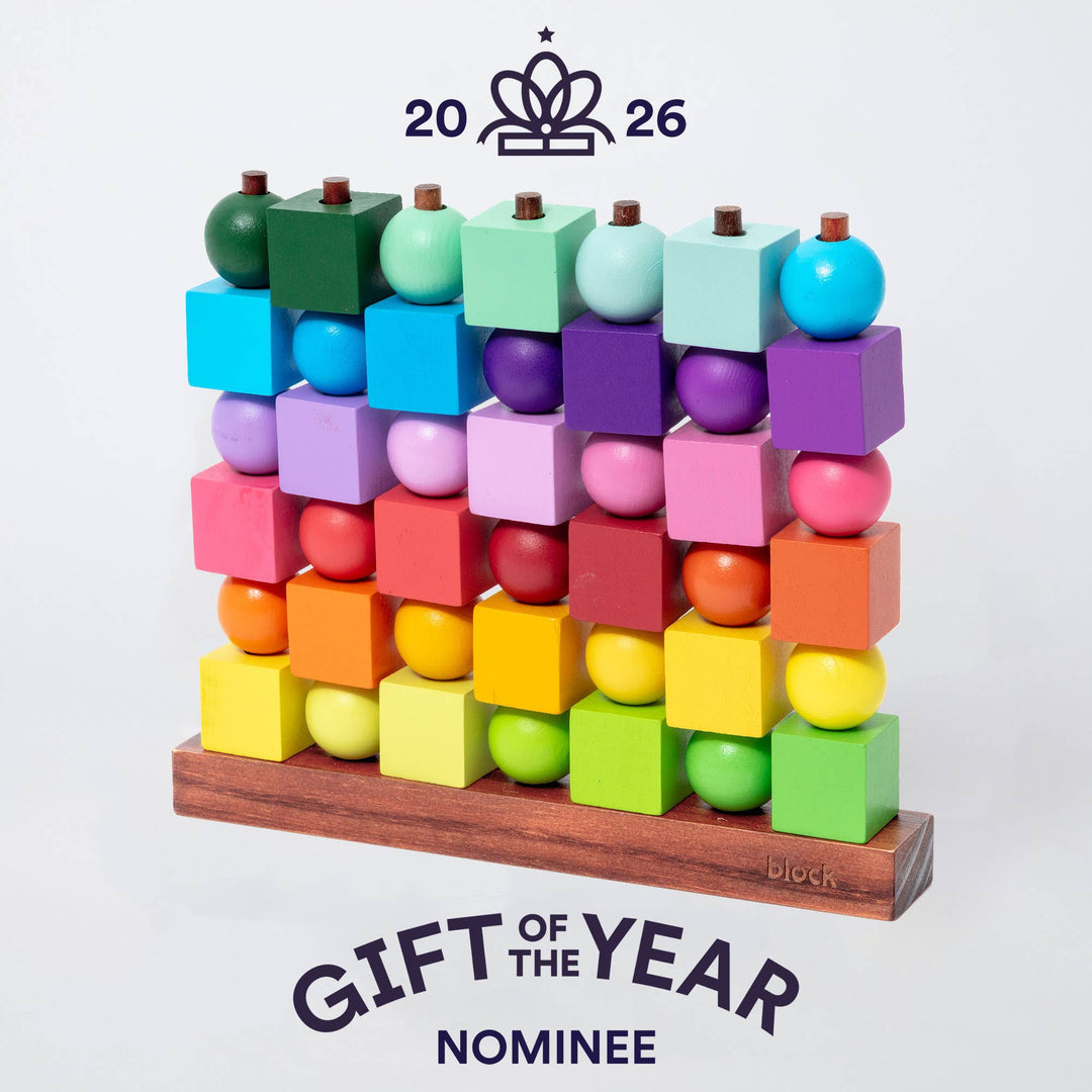 Block Design Four In A Row Rainbow, a wooden strategy game with rainbow gradient cubes and spheres, image 2
