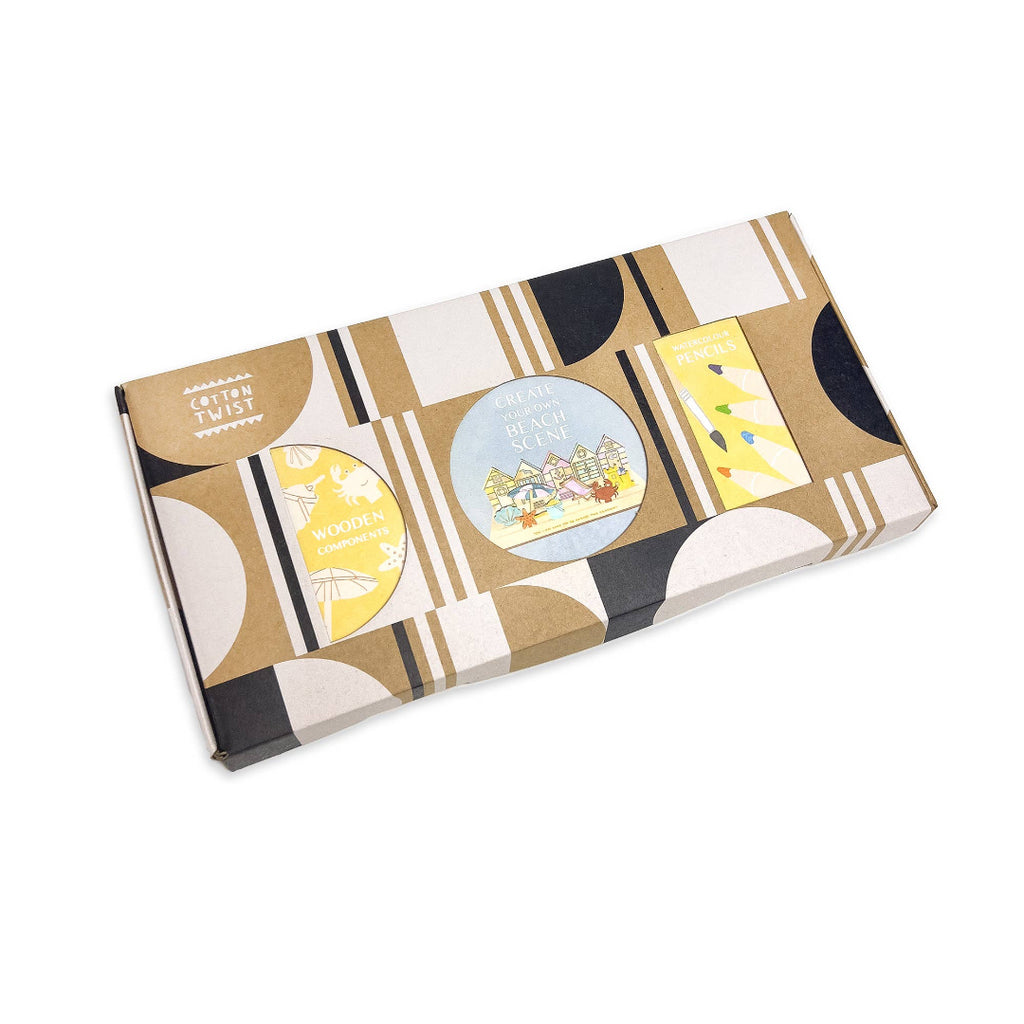 Gift box with geometric pattern and colorful design on a white background