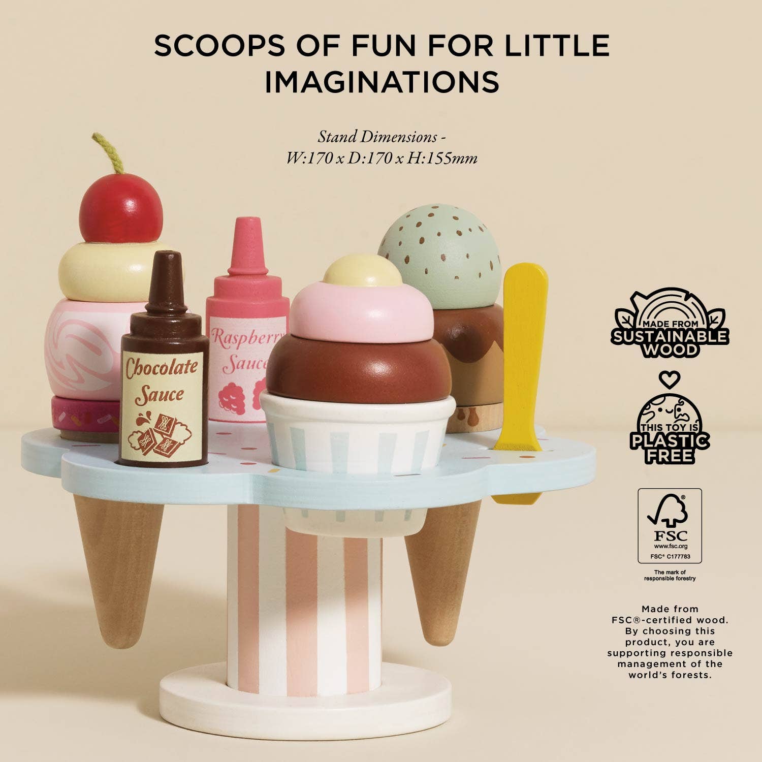 Le Toy Van - Wooden Ice Cream Stand & Toppings