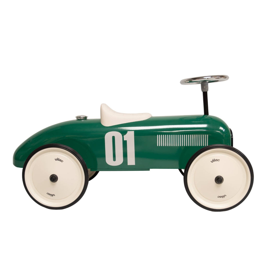Metal British Racing Green Ride-On Car Vintage Style