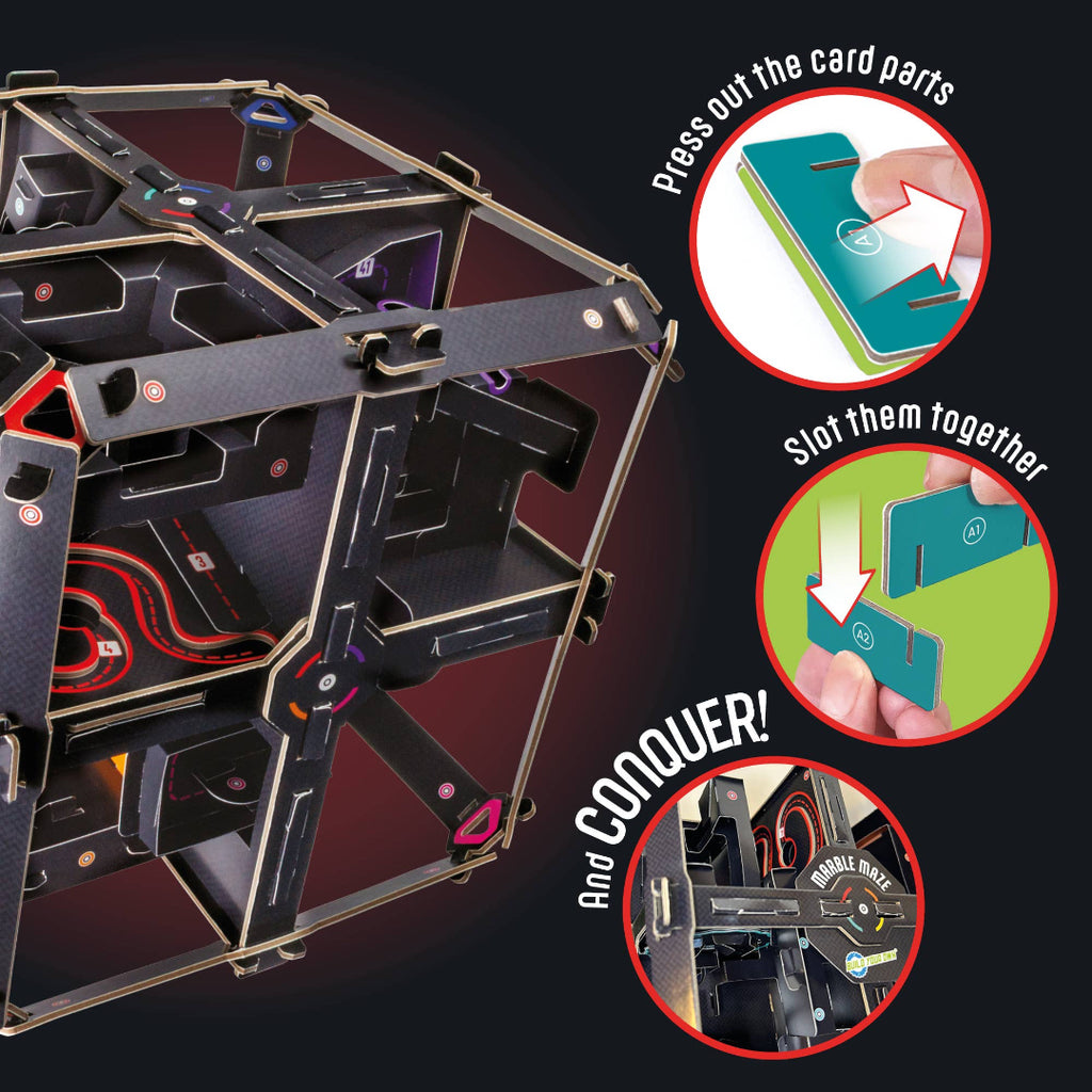 Mechanical model kit with assembly instructions on a dark background
