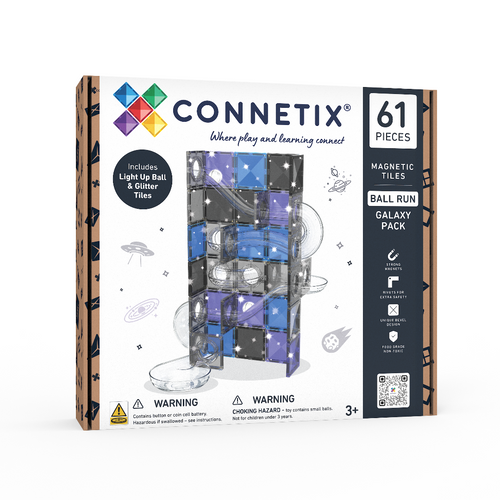 CONNETIX Ball Run Galaxy Pack 61 piece magnetic tile ball run box