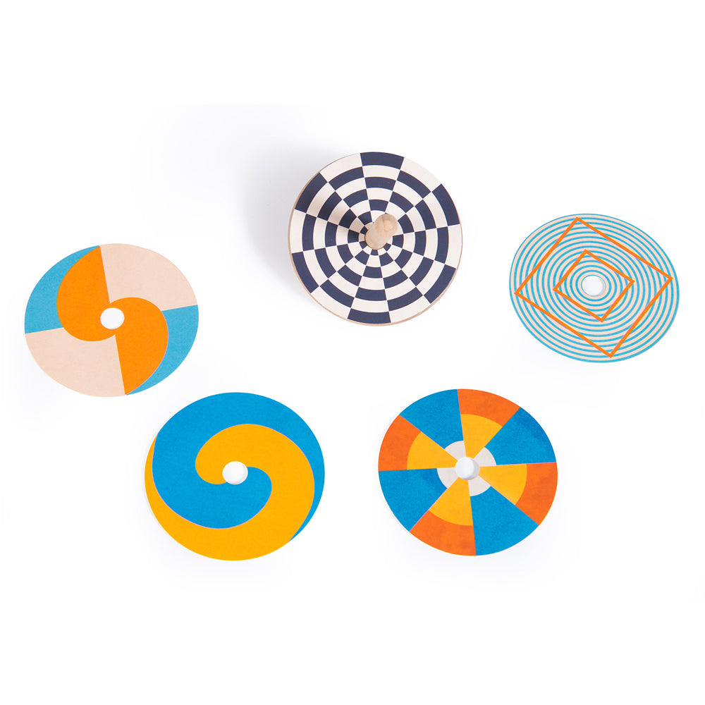 Optical illusion wooden spinning top - Binky