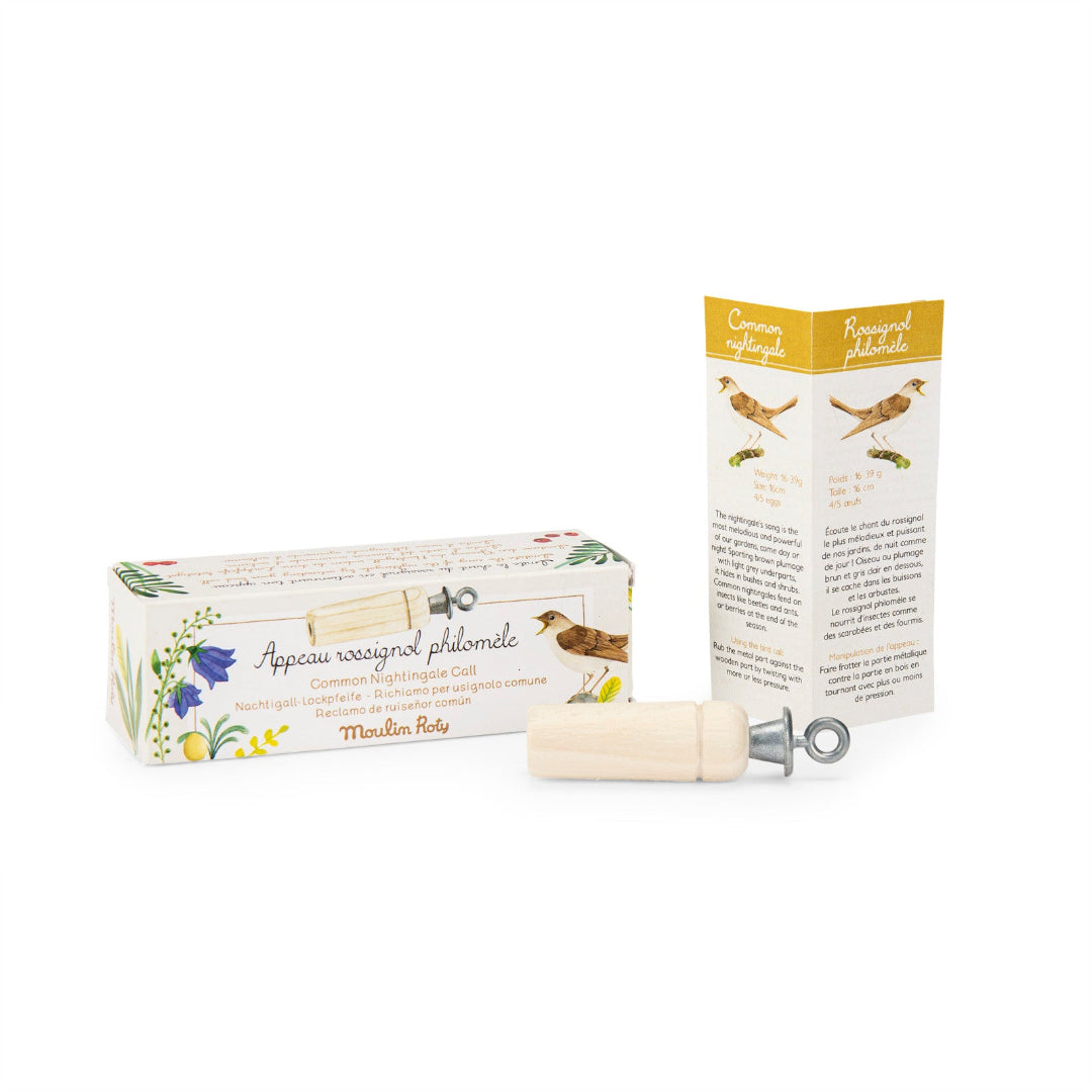 Bird call with packaging on a white background