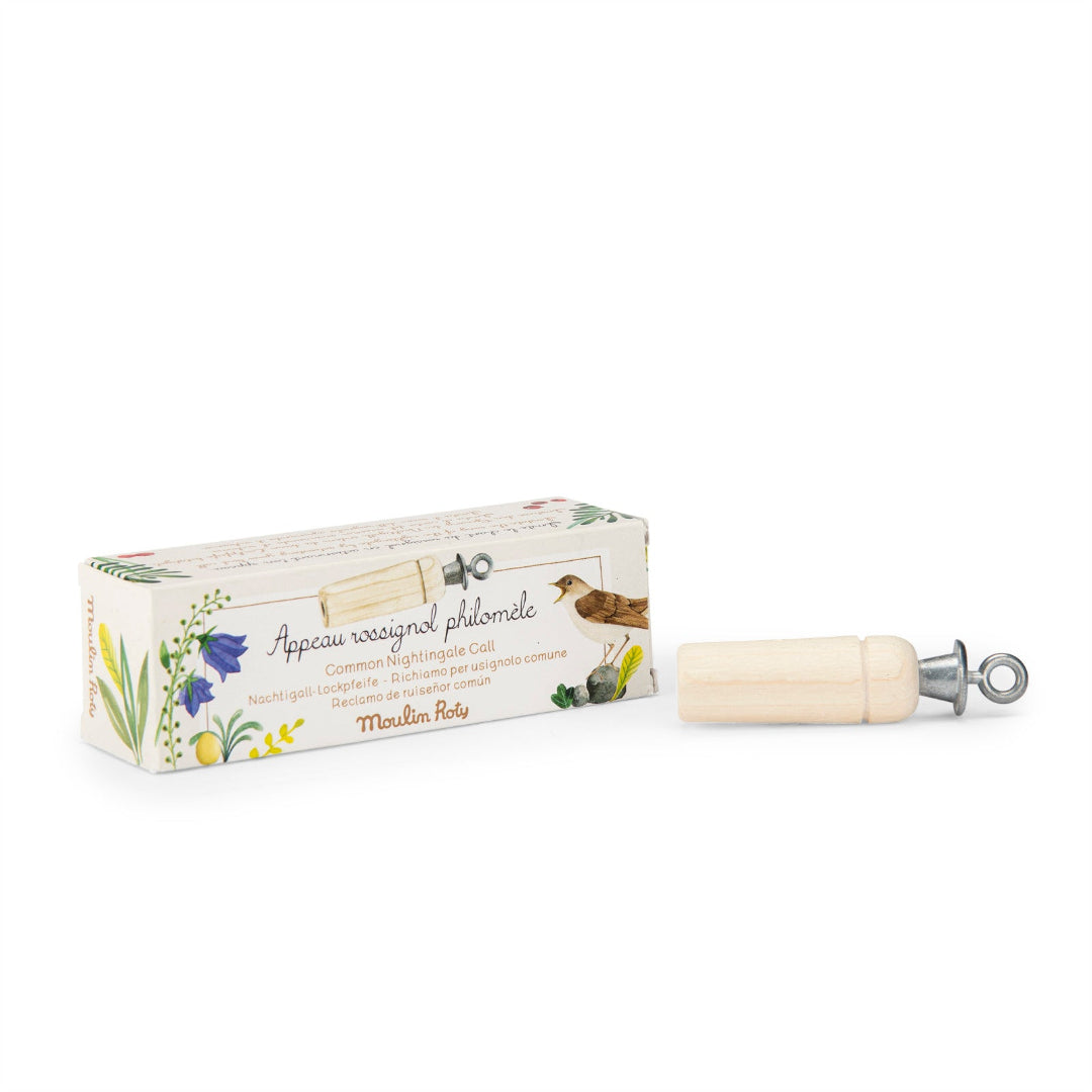 Bird call with packaging on a white background