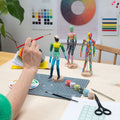 Block Design Paint and Pose kit, a wooden artist's mannequin with 12 paint colours and two brushes