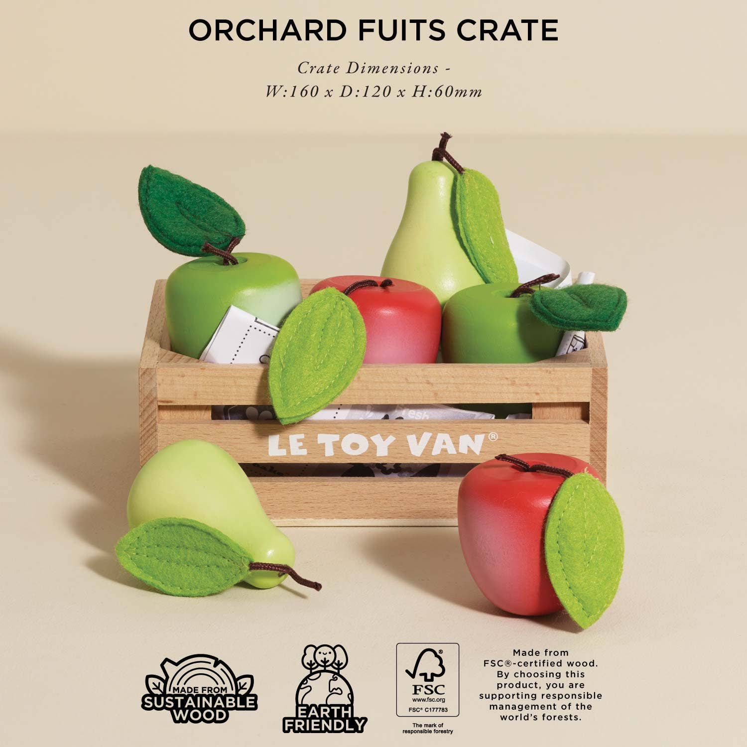 Le Toy Van - Orchard Fruits Wooden Market Crate