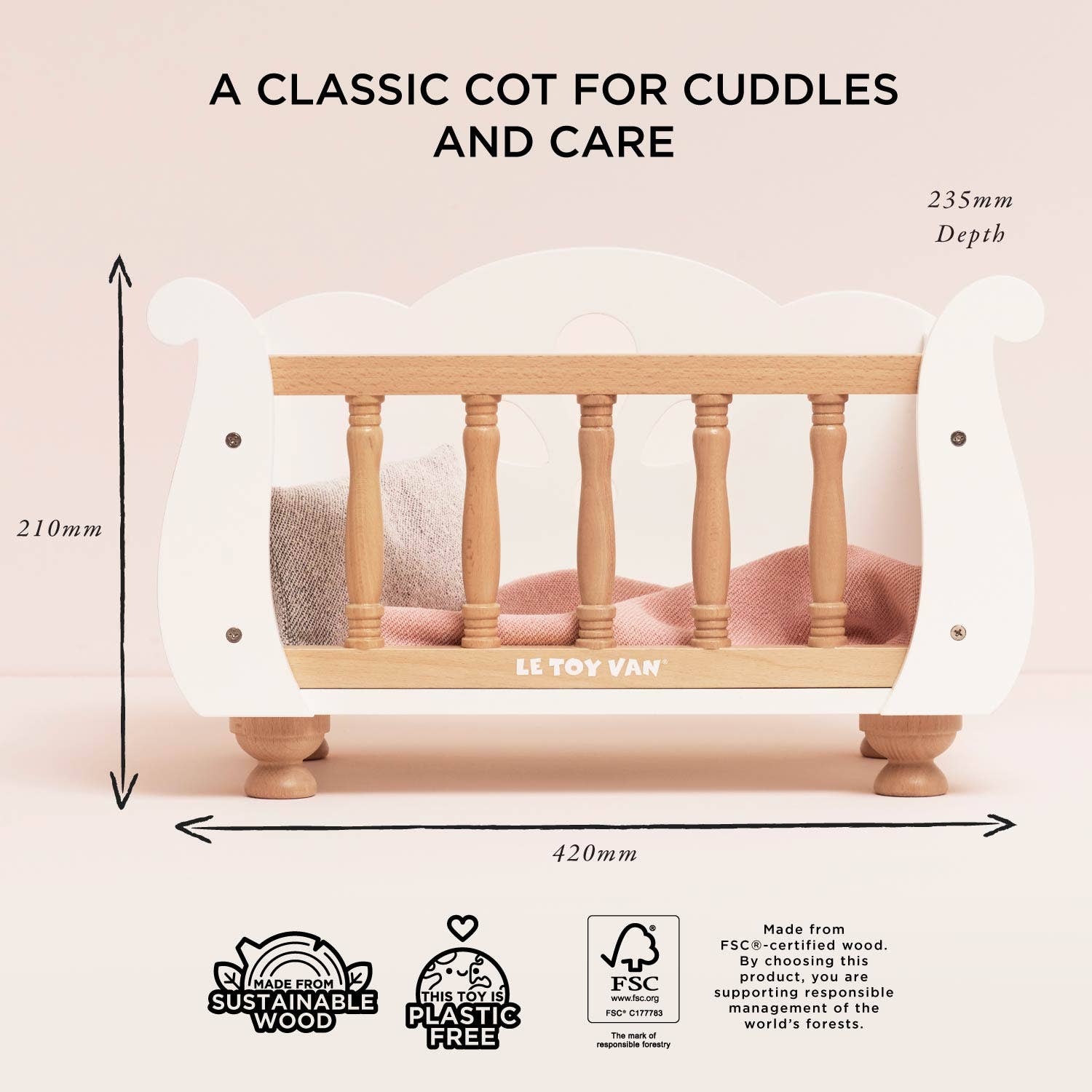 Le Toy Van - Dolls Wooden Cot