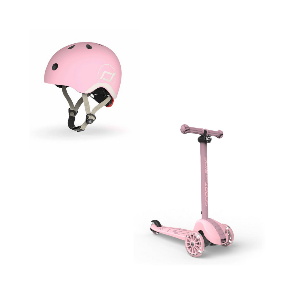 Scoot & Ride Highwaykick 3S Scooter & XXS/S Helmet Rose Bundle