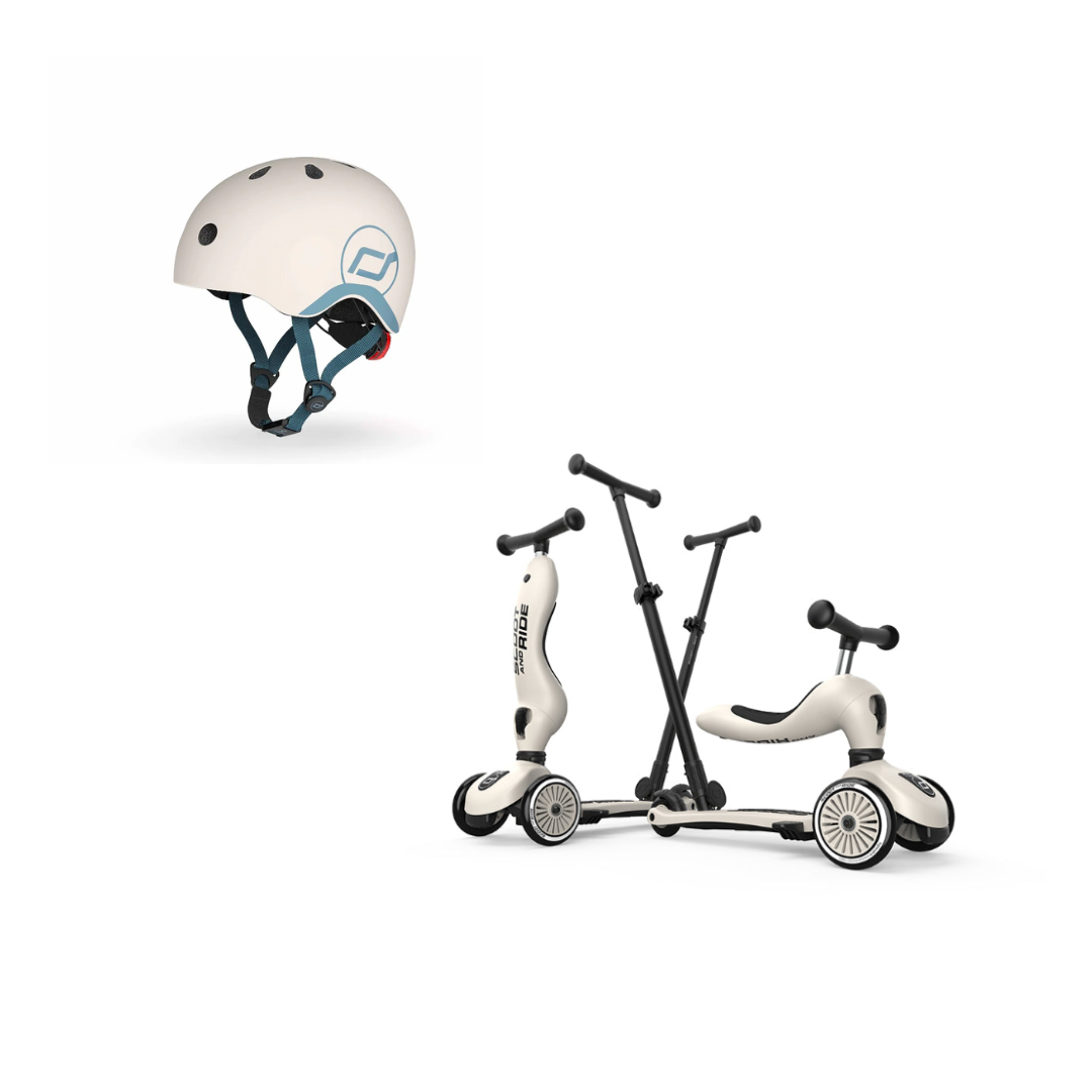 Scoot & Ride Push & Go Scooter & XXS/S Helmet Steel Ash Bundle