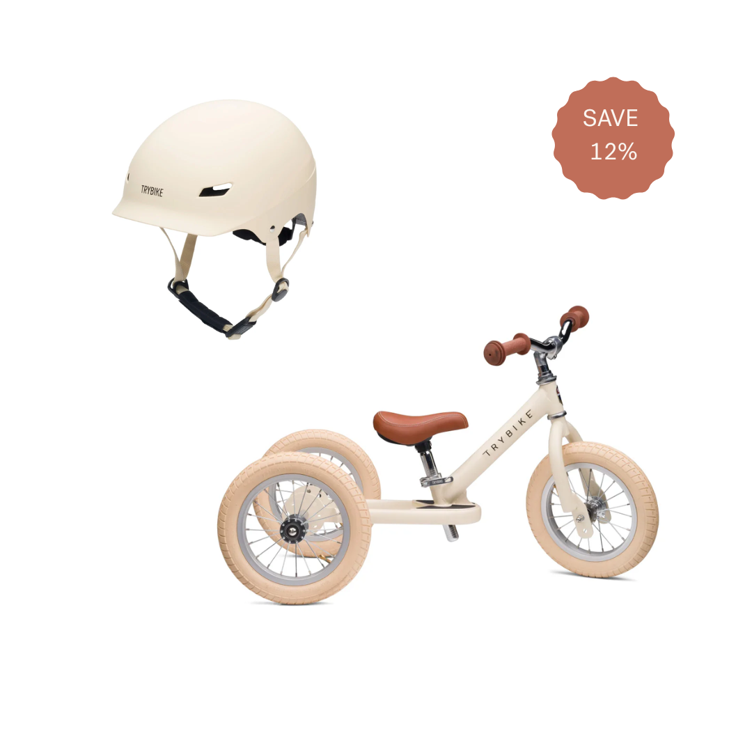 TryBike 2 in 1 Balance Trike & S/M Helmet Cream Bundle