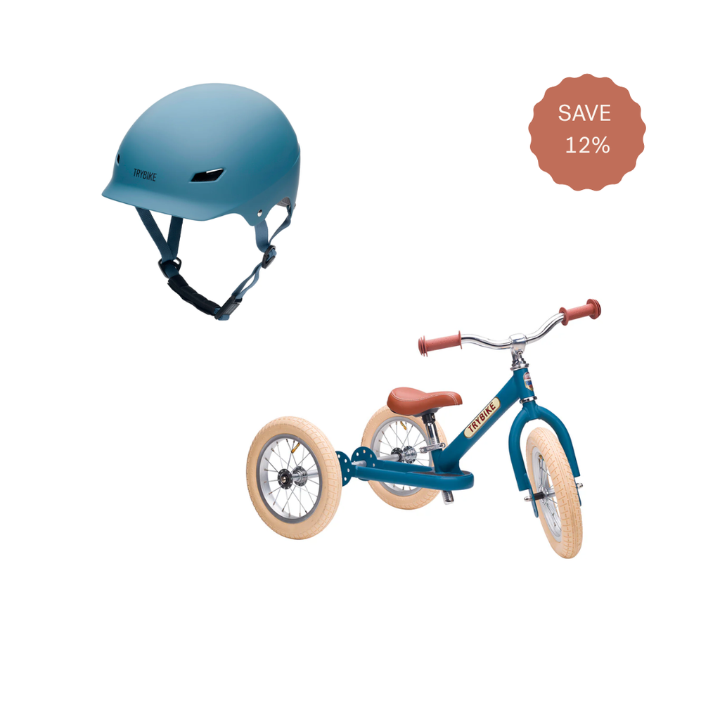 TryBike 2 in 1 Balance Trike & S/M Helmet Blue Bundle