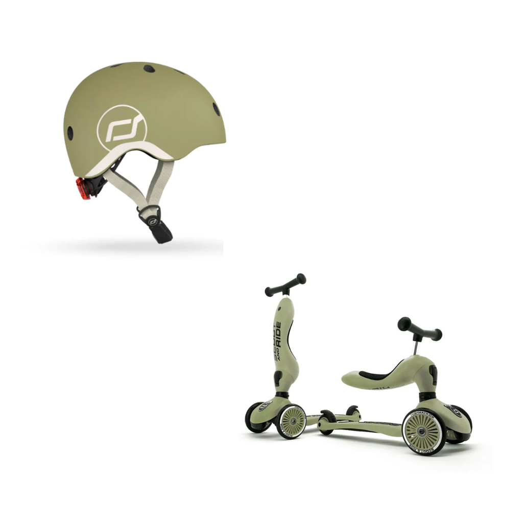 Highwaykick 1 Scooter & XXS/S Helmet Olive Bundle