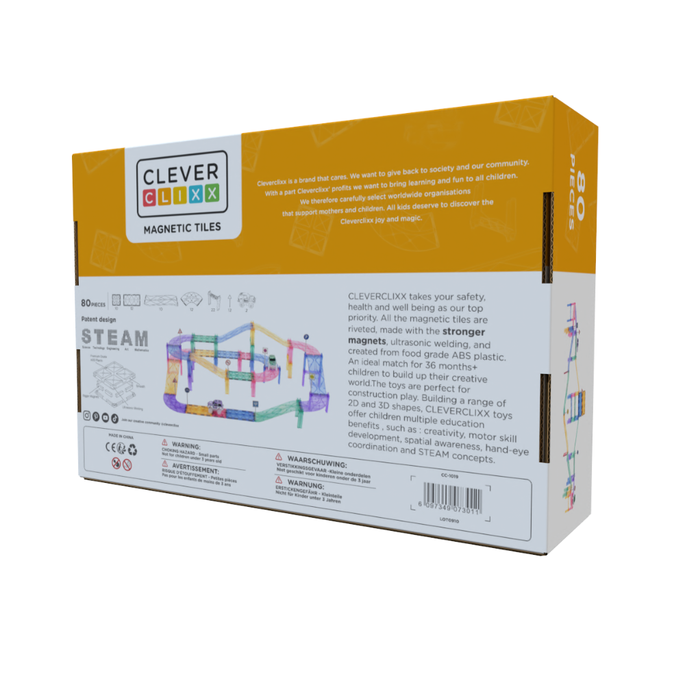 CleverClixx Large Race Track Pastel 80 Pieces - Binky
