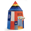 Colorful rocket-shaped play tent on a white background