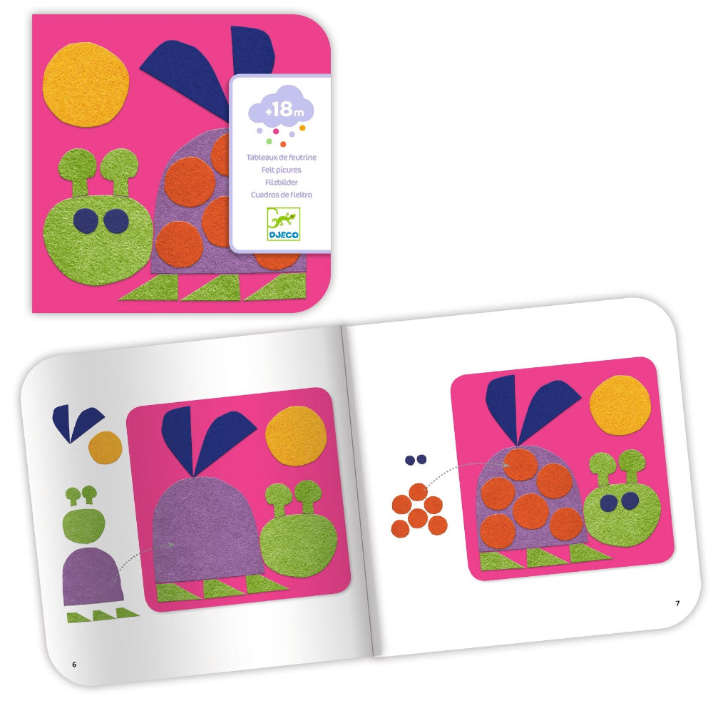 Djeco - Felt Pictures, Fuzzy Felt Animals - Binky