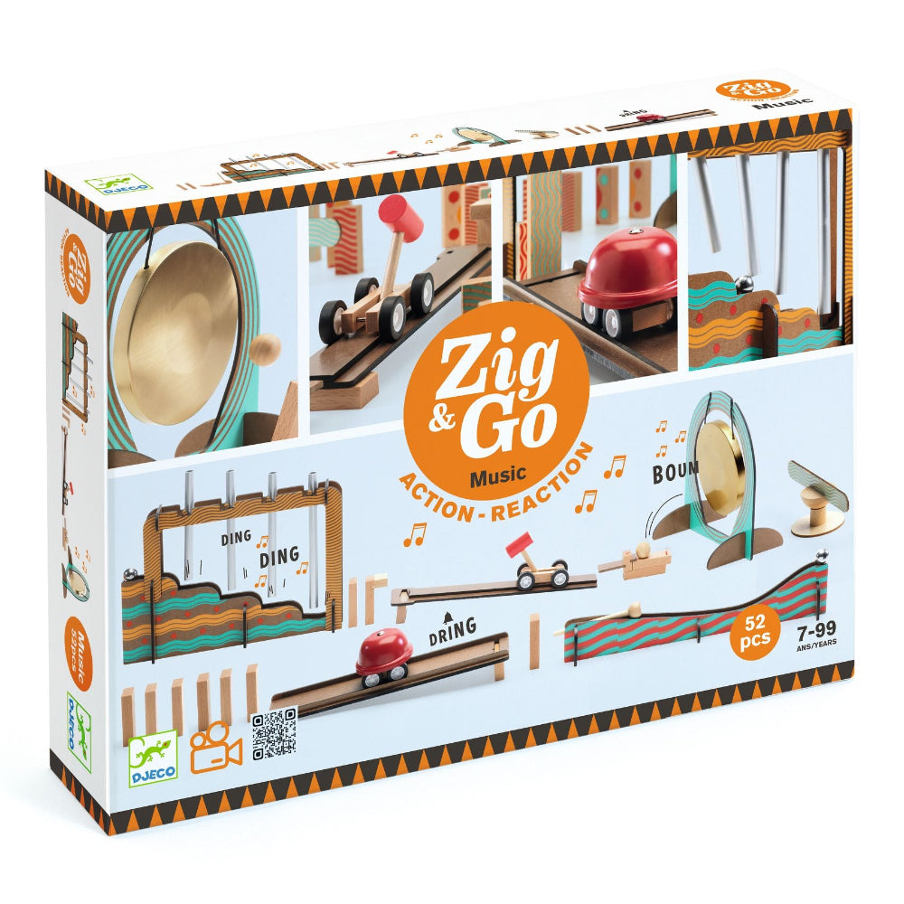 Box of Zig & Go music toy set with colorful design and text