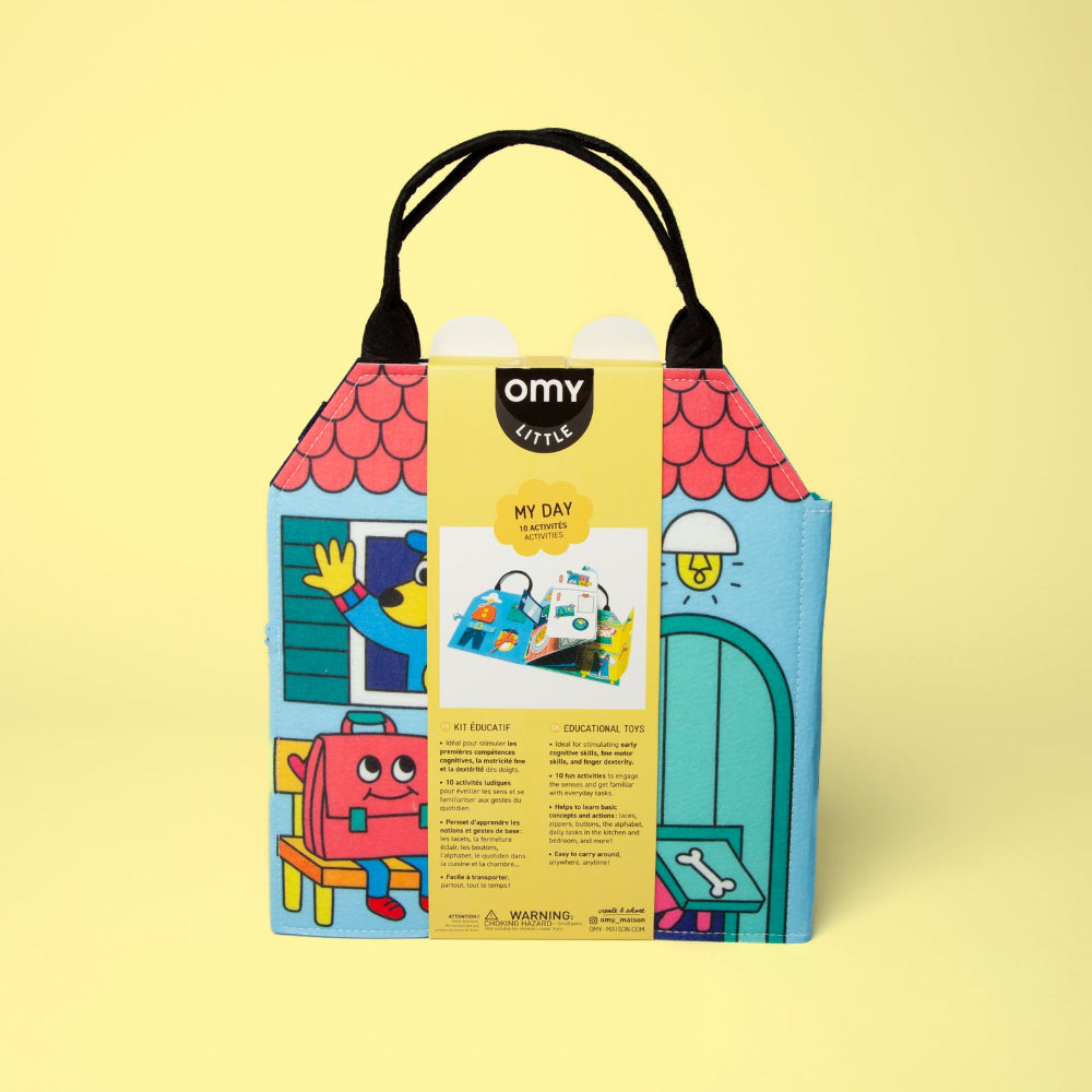 Children's book with colorful illustrations on a yellow background