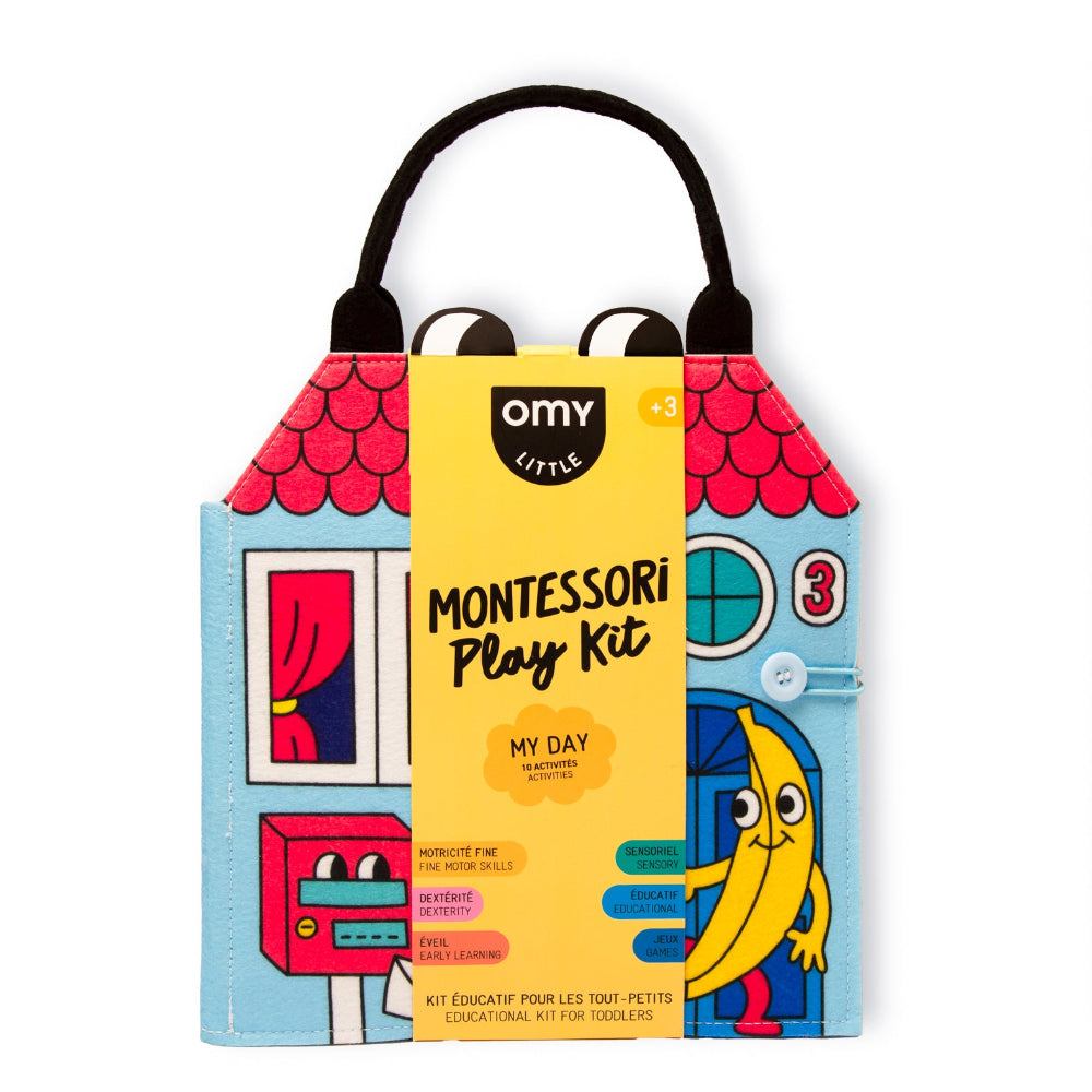 Omy Montessori Play Kit packaging with colorful design on a white background