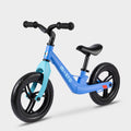 Micro Balance Bike Lite in blue with light blue fork and black wheels, side view
