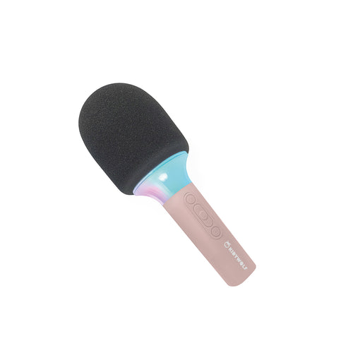 Pink with LED lights Karaoke microphone on a white background