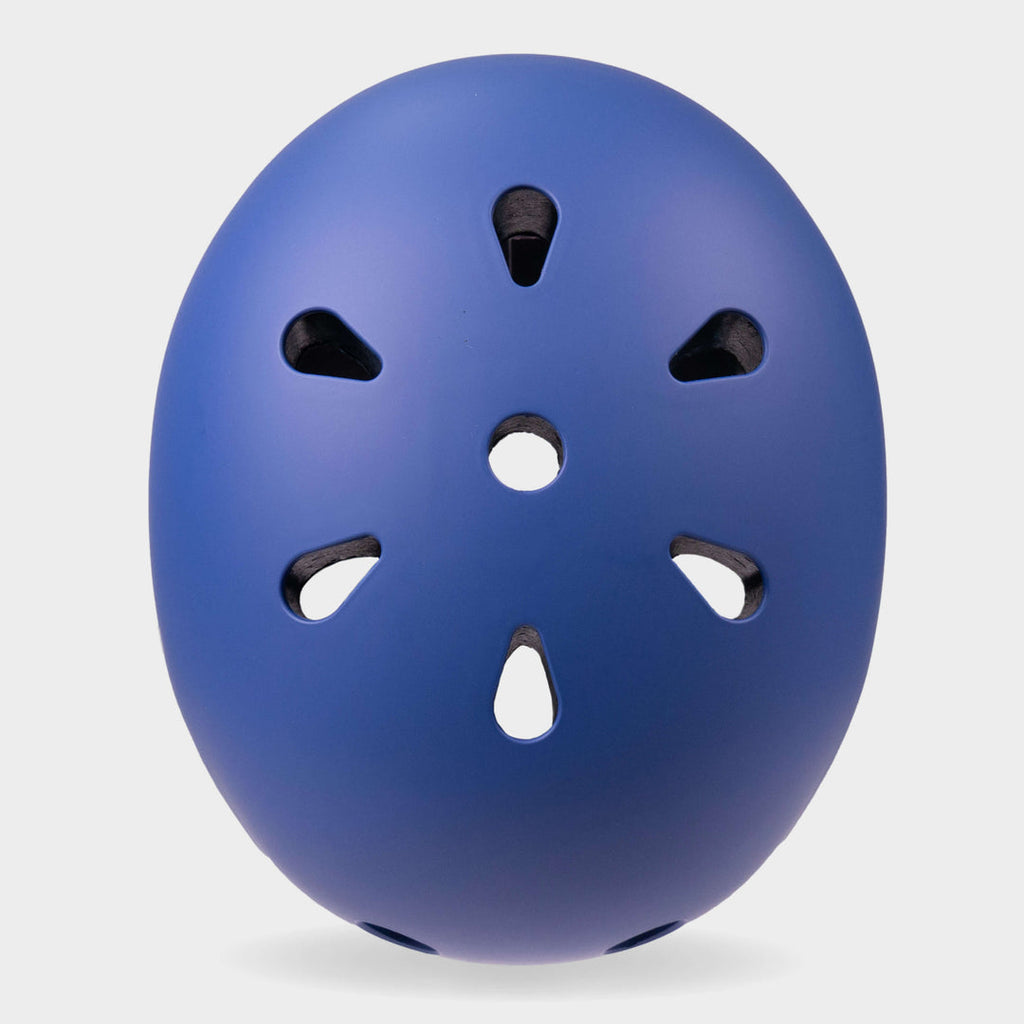Top view of the navy Micro plain helmet showing the air vents