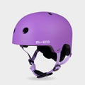Micro plain helmet in matt purple with lilac straps, front three-quarter view