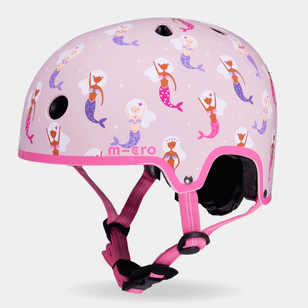 Rotating 360-degree view of the pink Mermaid Micro printed helmet