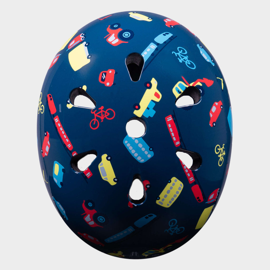Top view of the Vehicle Micro helmet showing the vehicle print and air vents