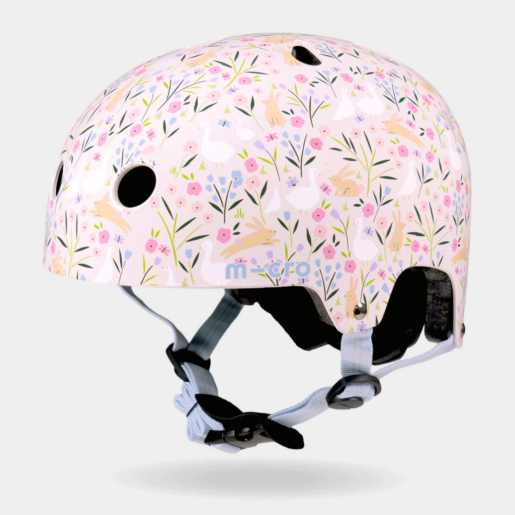 Rotating 360-degree view of the pink Flora & Fauna Micro printed helmet