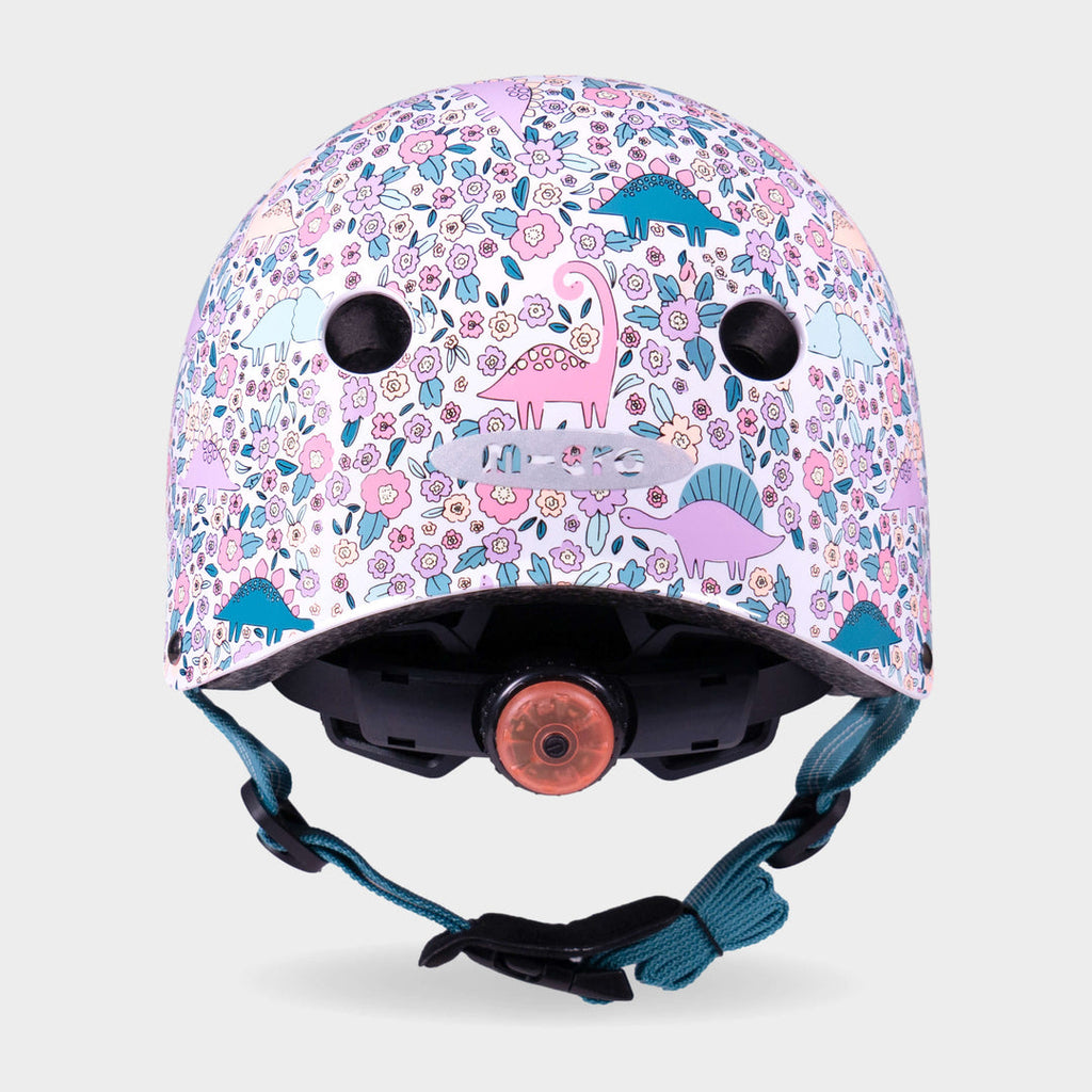 Back of the Flora-Saur Micro helmet showing the rear light