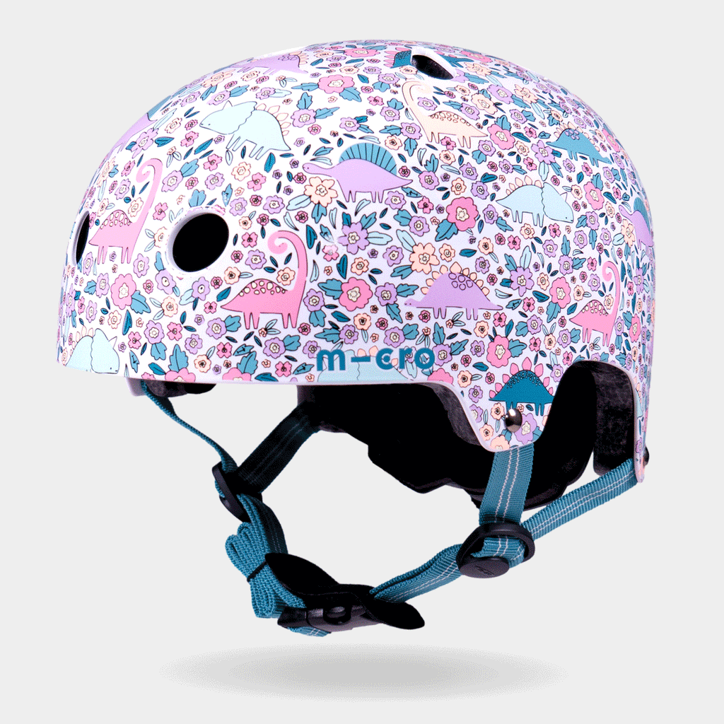 Rotating 360-degree view of the Flora-Saur Micro printed helmet