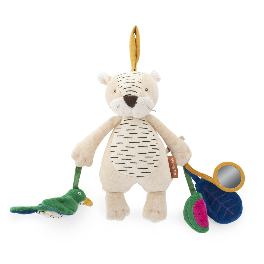 Moulin Roty La Forêt Mawa hanging activity tiger with bird, mirror, watermelon and leaf