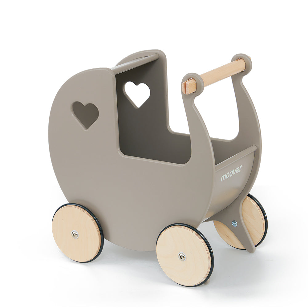Moover Wooden Dolls Pram - Grey - Binky