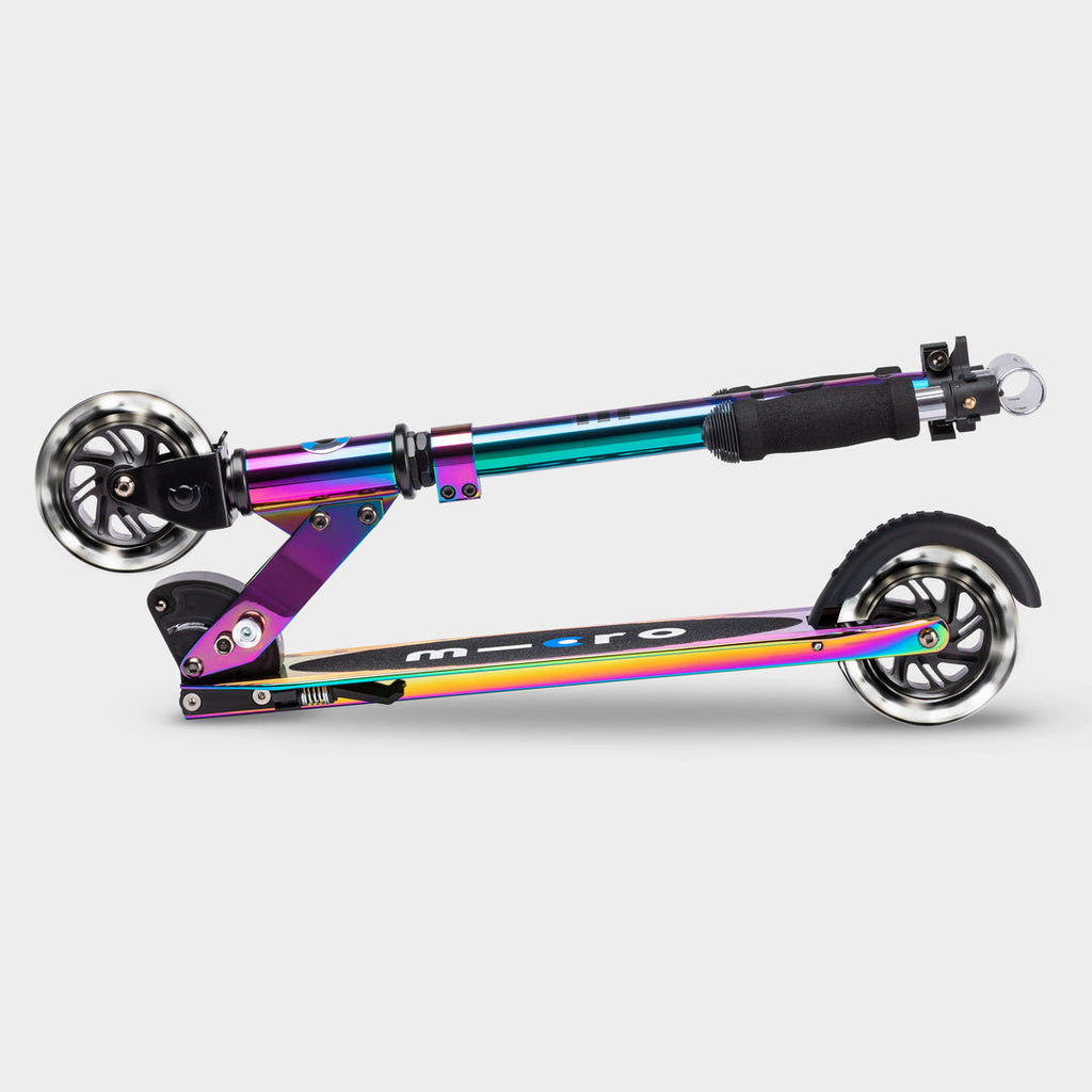 Neochrome Micro Sprite LED scooter folded flat, side view