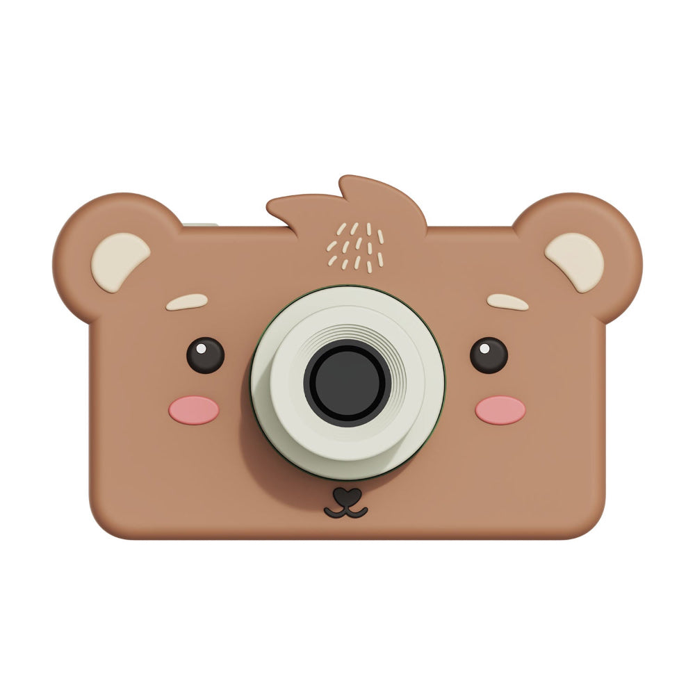 Cute bear-shaped camera on a white background
