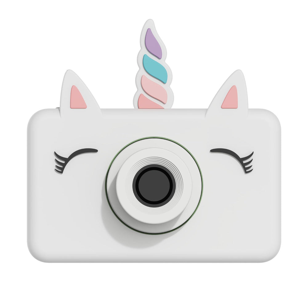 Unicorn-themed camera with a white background