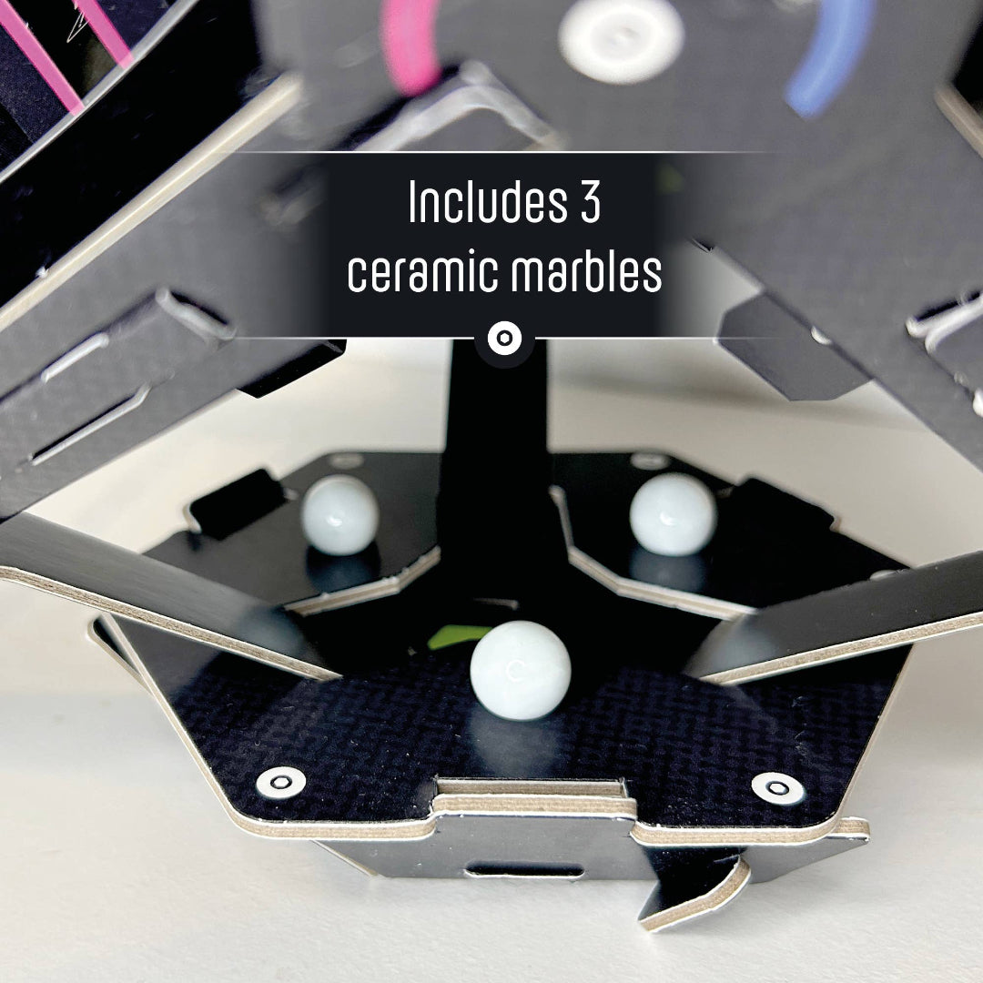 Marble run toy with ceramic marbles included