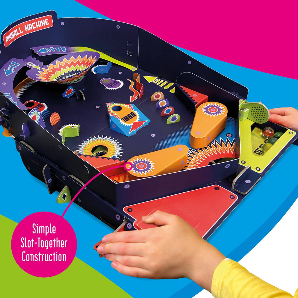 Child playing with a colourful toy machine against a bright background