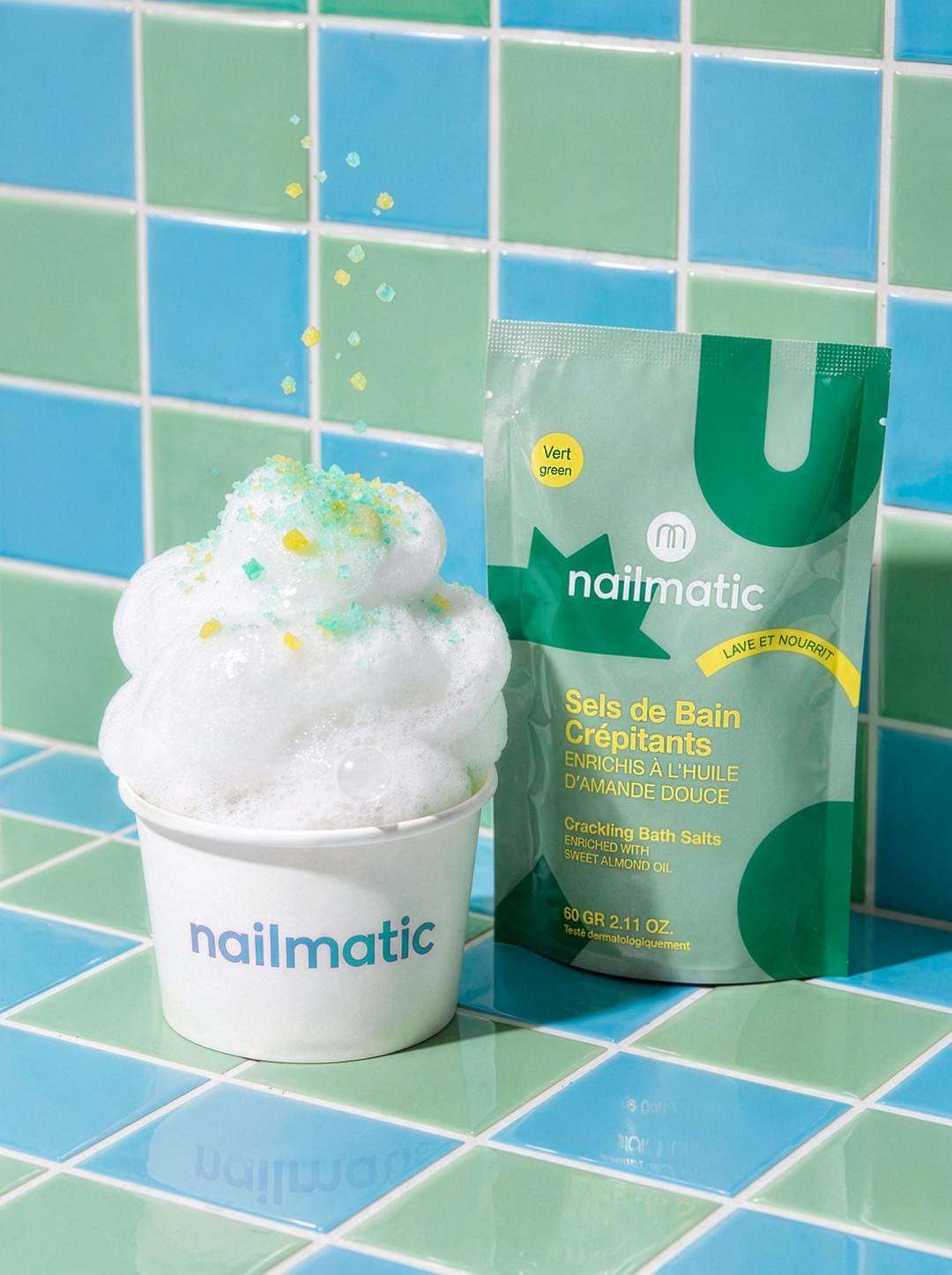 Nailmatic Crackling Bath Salts – Lagoon Green