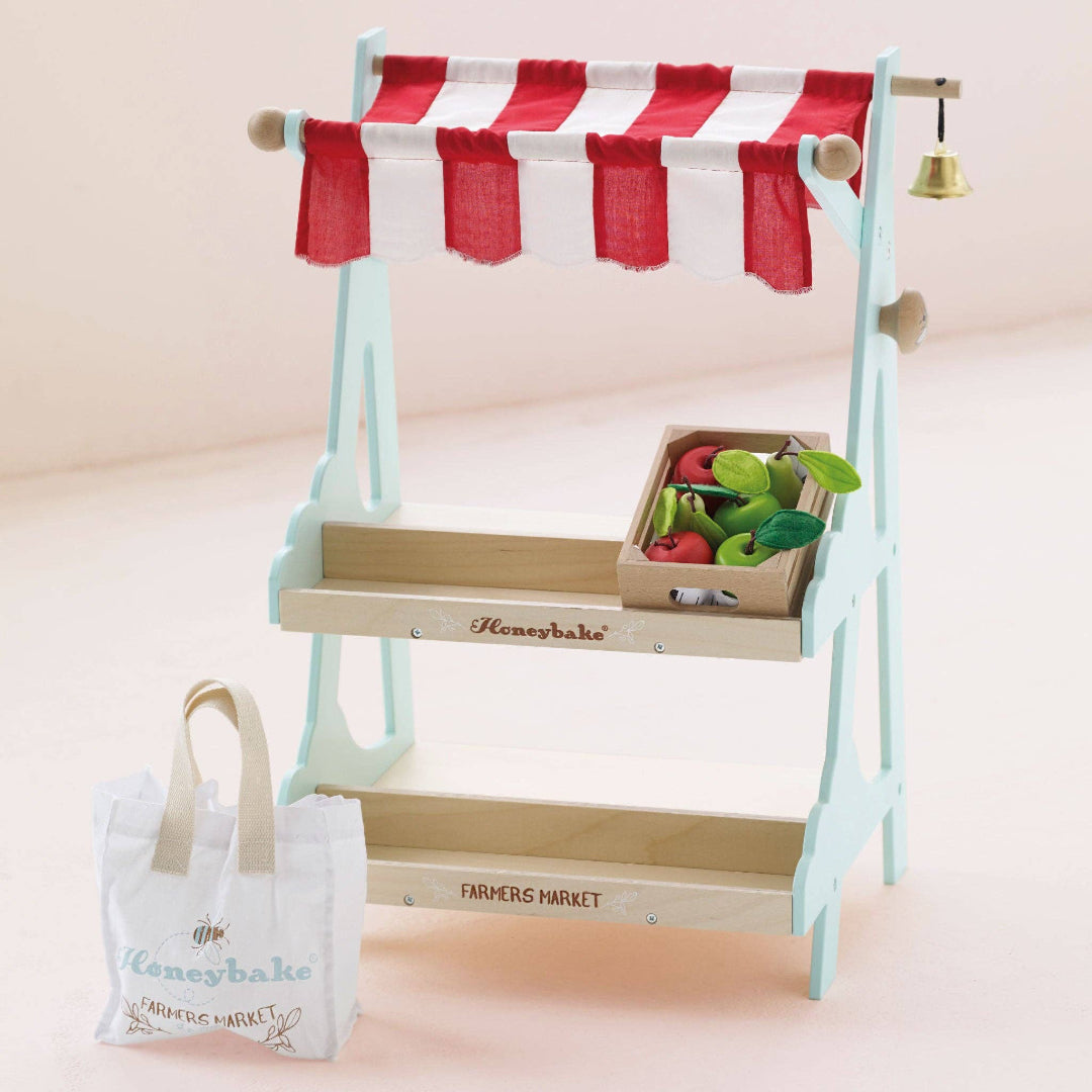 Let Toy Van Wooden Market Stall & Fruit Play Food Crate